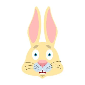 Rabbit scared OMG avatar. Hare Oh my God emoji. Frightened Animal. Vector ill Ilustração Stock