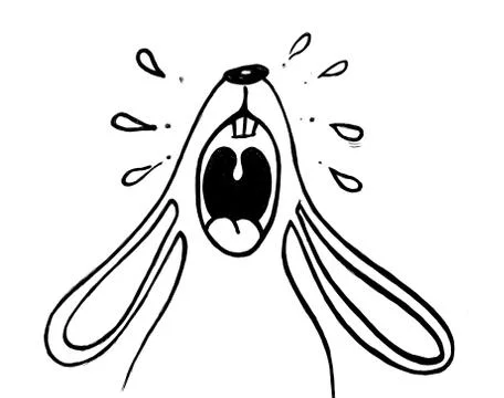 Rabbit screaming and crying Stock Illustration