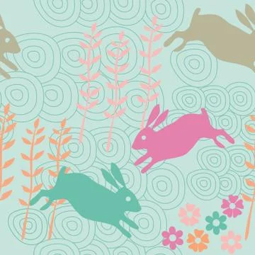 Rabbit seamless texture, endless vector illustration Stock Illustration