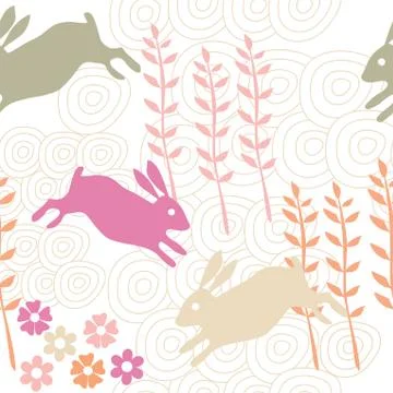 Rabbit seamless texture, endless vector illustration Illustrazione stock