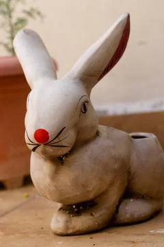 Rabbit shaped pot Stock Photos