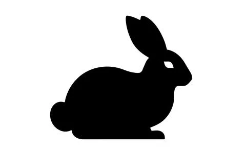 Rabbit silhouette. Easter Bunny. Isolated on white background. A simple bla.. Stock Illustration