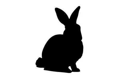 Rabbit silhouette. Easter Bunny. Isolated on a white background. A simple bla Stock Illustration