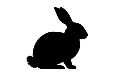 Rabbit silhouette. Easter Bunny. Isolated on white background. Simple black i Stock Illustration