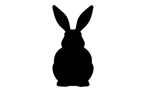 Rabbit silhouette. Easter Bunny. Isolated on a white background. Simple black Stock Illustration