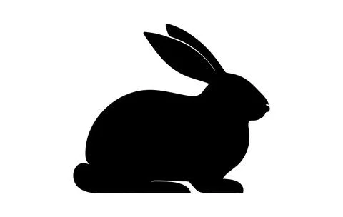 Rabbit silhouette. Easter Bunny. Isolated on white background. Cute animal. A Stock Illustration