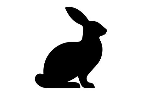 Rabbit silhouette. Easter Bunny. Isolated on white background. Cute animal. S Stock Illustration