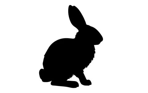 Rabbit silhouette. Easter Bunny. Isolated on white background. Simple black i Stock Illustration