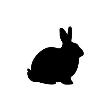 Rabbit silhouette. Easter Bunny. Isolated on white background. Stock Illustration