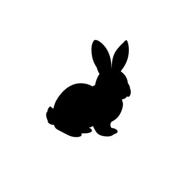 Rabbit silhouette. Easter Bunny. Isolated on white background Stock Illustration