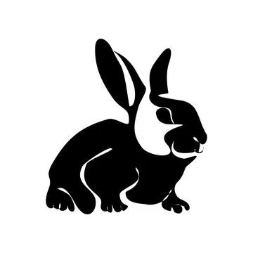 Rabbit silhouette. Easter Bunny. Isolated on white background. A simple bla.. Stock Illustration