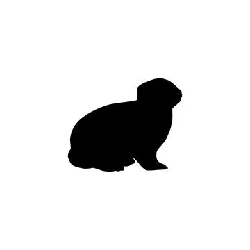 Rabbit Silhouette, Flat Style Stock Illustration