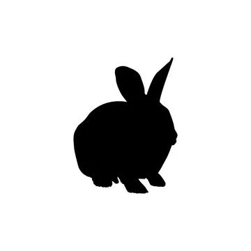 Rabbit Silhouette, Flat Style Stock Illustration