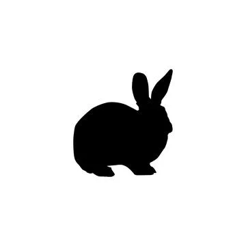 Rabbit Silhouette, Flat Style Stock Illustration