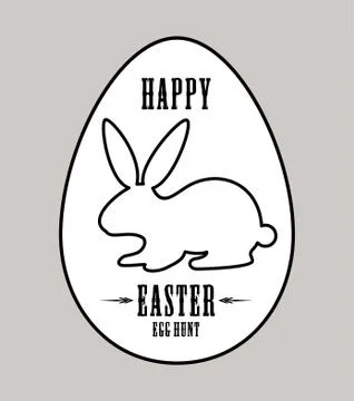 Rabbit silhouette happy easter Stock Illustration