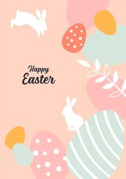 Rabbit Silhouette Happy Ester Poster Illustrazione stock
