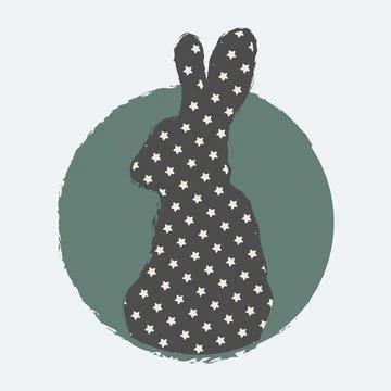 Rabbit silhouette with stars pattern vector illustration Stock Illustration