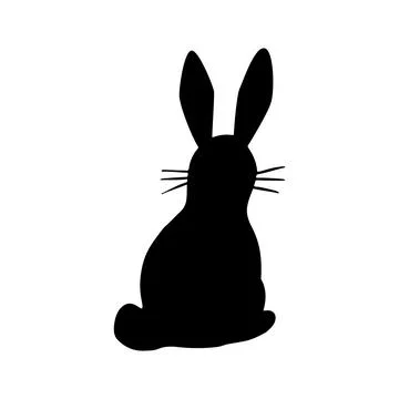 Rabbit silhouette in vector. Cute template for festive decorations, postcards Stock Illustration