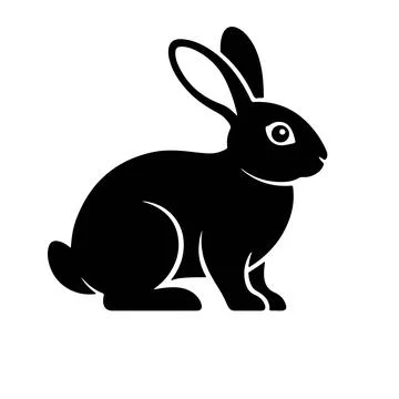 Rabbit Silhouette Vector Icon Isolated on White Stock Illustration