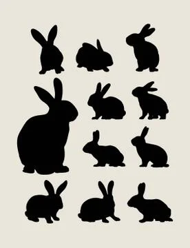 Rabbit Silhouettes Stock Illustration