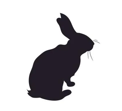 Rabbit sits silhouette, vector, Illustrazione stock