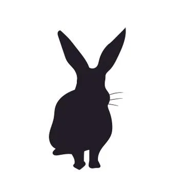 Rabbit sits silhouette, vector, Stock Illustration