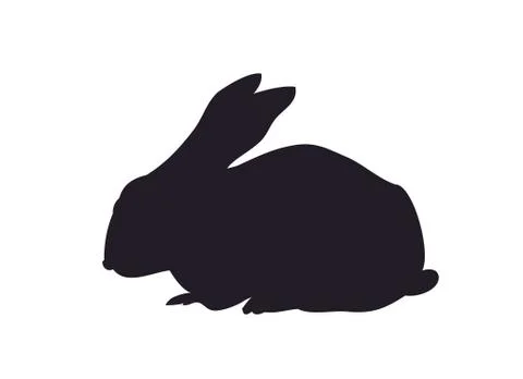 Rabbit sits silhouette, vector, Illustrazione stock
