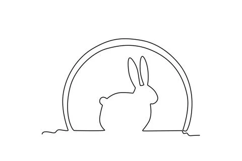 A rabbit sits under the moon Stock Illustration