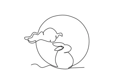 A rabbit sitting facing the moon Stock Illustration