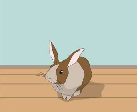 Rabbit sitting in a room, vector Illustrazione stock