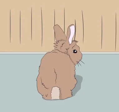 Rabbit sitting in a room, vector Stock Illustration