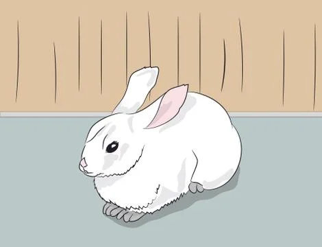 Rabbit sitting in a room, vector Stock Illustration