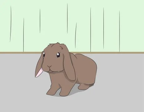 Rabbit sitting in a room, vector Stock Illustration