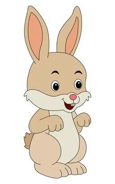 A rabbit is sitting on the in smiling Stock Illustration