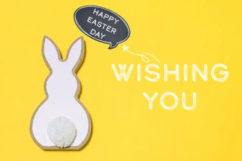 Rabbit is sitting on a yellow background Stock Photos