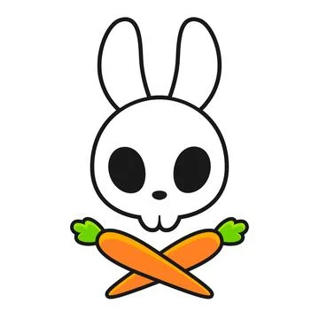 Rabbit skull with carrots Stock Illustration