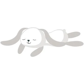 Rabbit sleep vector, lazy bunny cartoon icon Stock Illustration