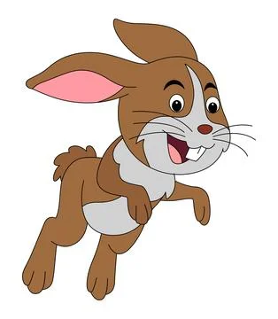 A rabbit smiling is jumping vector illustration Stock Illustration