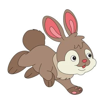 A rabbit smiling is running Stock Illustration
