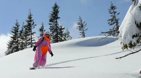 Rabbit on a Snowboard Stock Footage 39651383