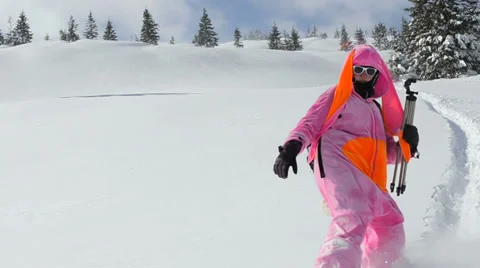 Rabbit on a Snowboard Stock Footage 39667121