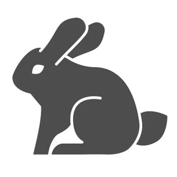 Rabbit solid icon. Sitting forest animal, simple silhouette. Animals vector Stock Illustration