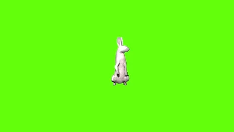 Rabbit stand look around  green screen animation 3D rendering Stock Footage 297691317