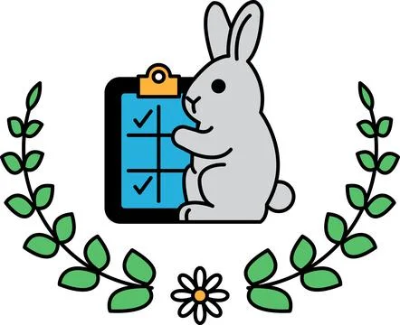 A rabbit is standing in front of a clipboard with a check mark on it Stock Illustration