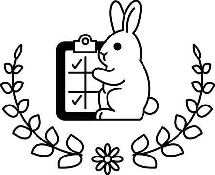 A rabbit is standing in front of a clipboard with a check mark on it Stock Illustration
