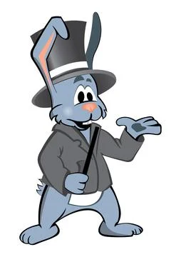 Rabbit in suit shows magic ticks Stock Illustration