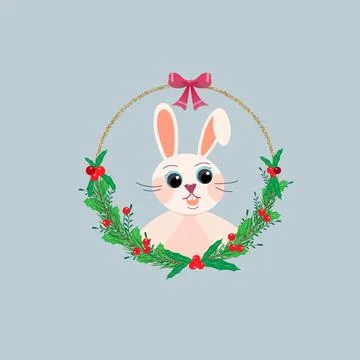 Rabbit symbol of the year in a frame Stock Illustration