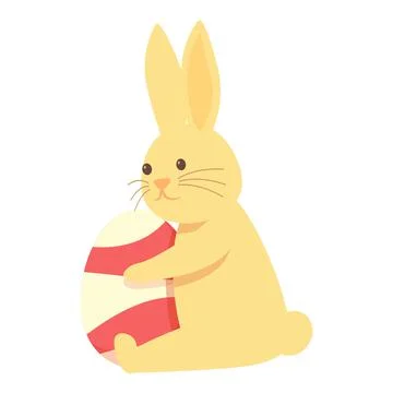 Rabbit take big egg icon cartoon vector. Easter bunny 스톡 일러스트