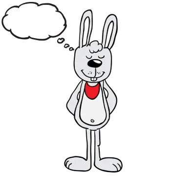 Rabbit with thought bubble standing Stock Illustration