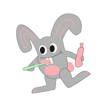 Rabbit with toothbrush Stock Illustration